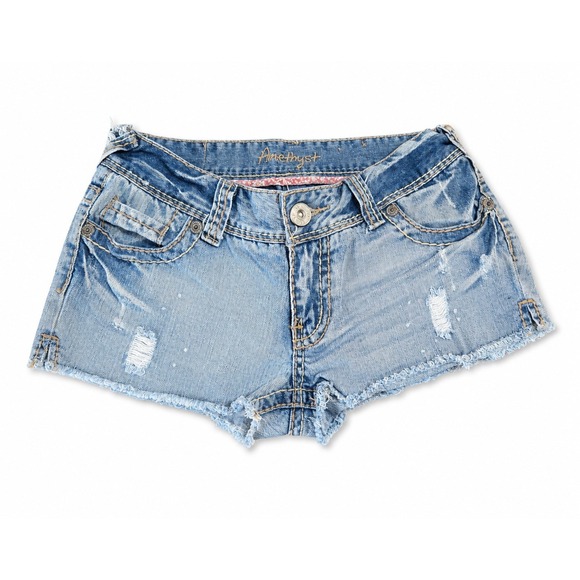 Amethyst Jeans Pants - Y2K Amethyst Cutoff Denim Shorts Low Rise Distressed Light Wash Women's Size 5